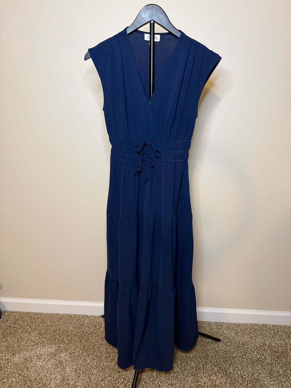 Tahari‎ Arthur S. Levine Navy Blue Sleeveless Tiered Maxi Dress Size XS